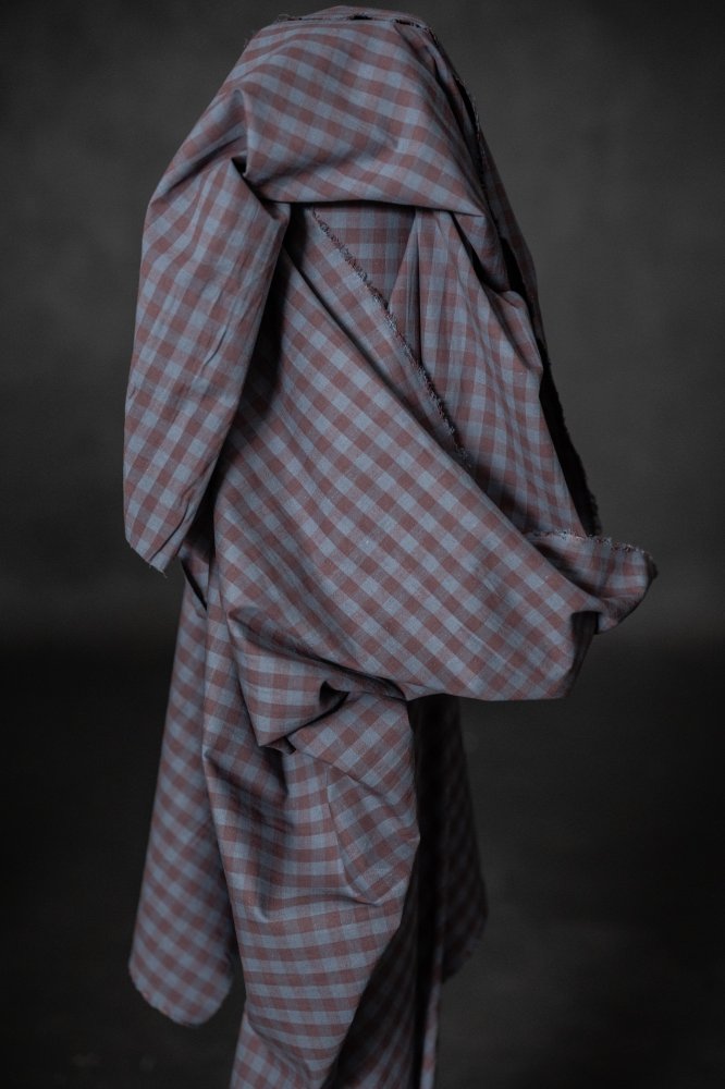 Blue Purple Cotton Linen Gingham