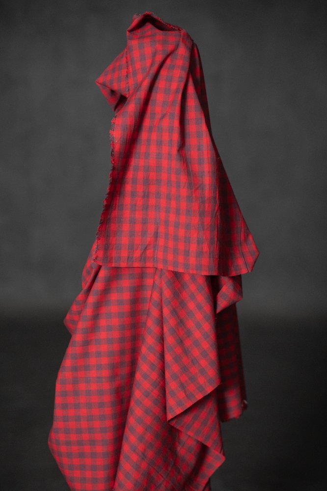 Red Gingham Cotton Linen Fabric