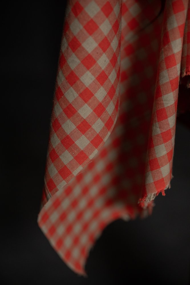 Red Gingham Cotton Linen Fabric