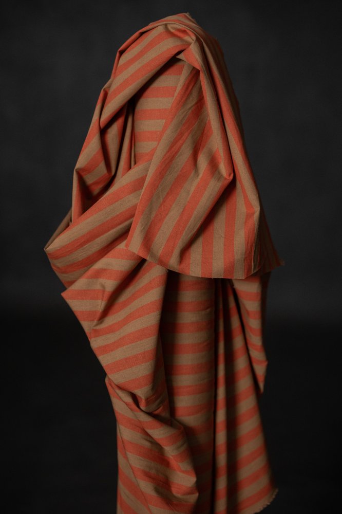 Orange Cotton Linen Stripe Fabric