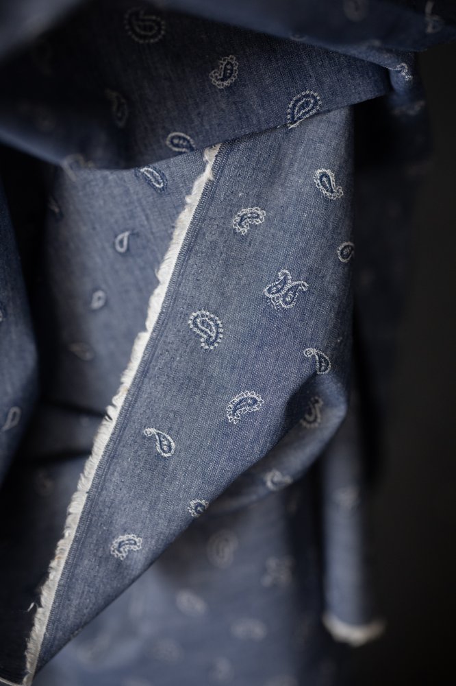 denim chambray paisley fabric