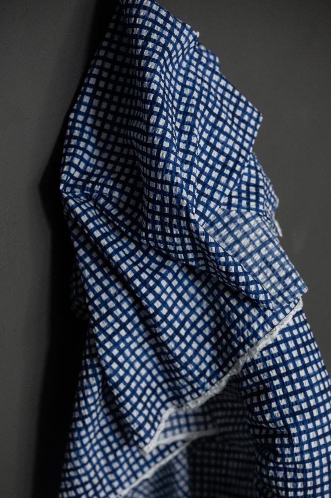 Japanese blue check fabric
