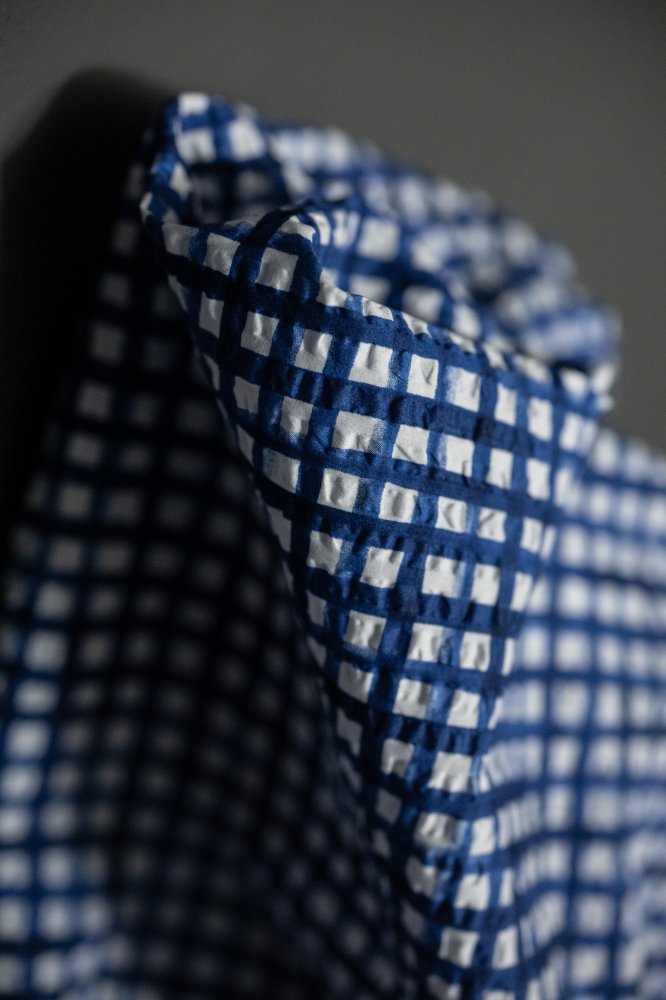 Japanese blue check fabric