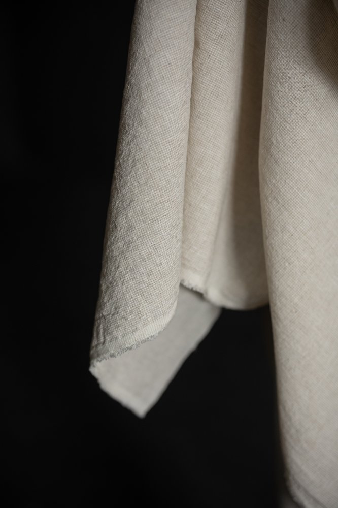 cream white japanese Linen/wool puppytooth fabric