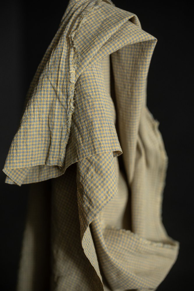 blue yellow check fabric