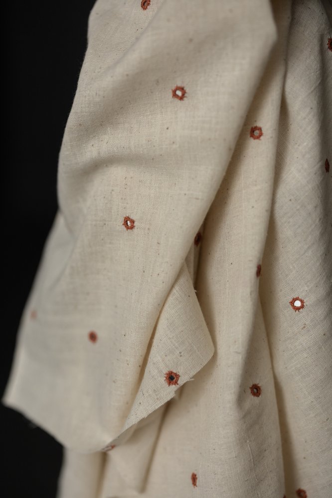handwoven white mirror fabric