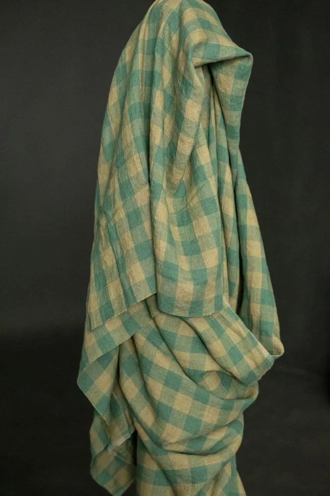 PREORDER flutter sleeve pom pom pinafore dress | green gingham | organic cotton interlock main image 1