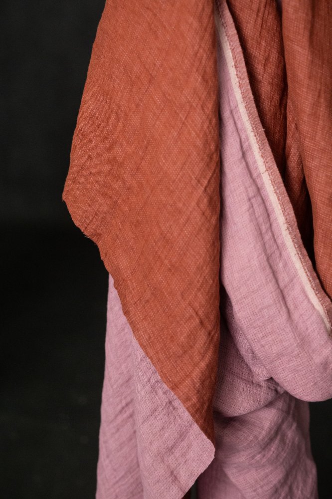 pink red linen fabric