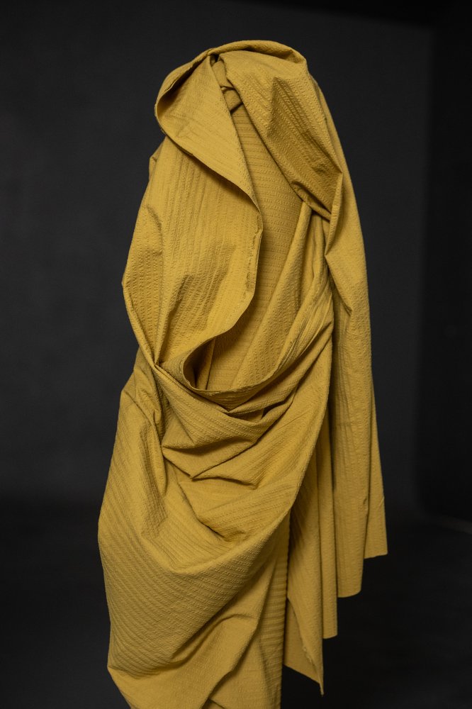 yellow seersucker cotton fabric