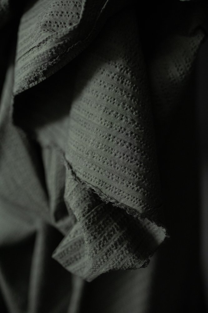 dark green seersucker stripe fabric