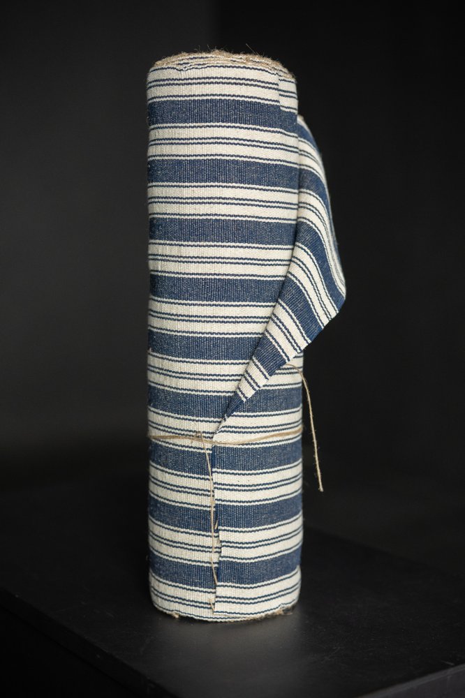 blue stripy jute runner