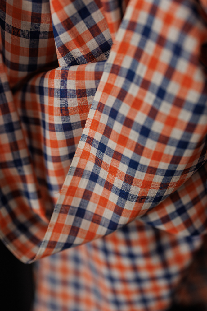 Splash Handwoven Cotton Check Remnant