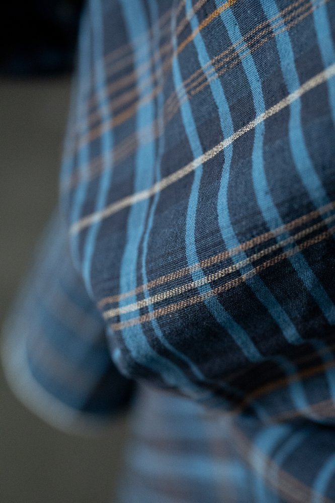 blue check quilted jacquard fabric