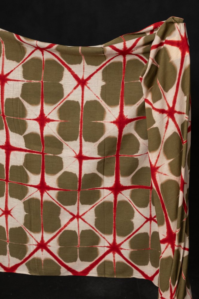 Indian hand dyed green and red fabrics