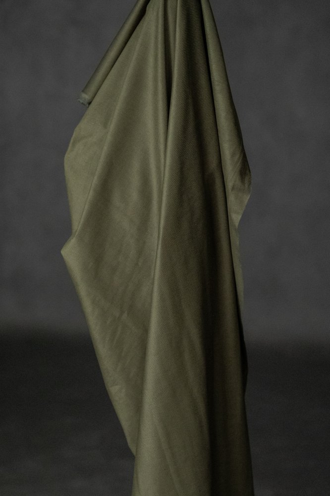 green needlecord cotton fabric