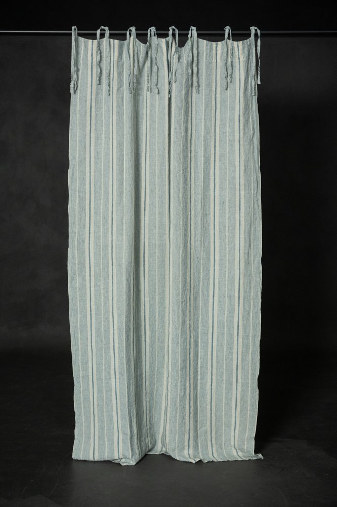Dosa Aqua Laundered Linen Curtain With Tie Top