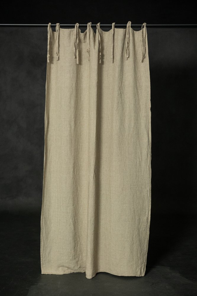 Orchard Grass Laundered Linen Curtain With Tie Top