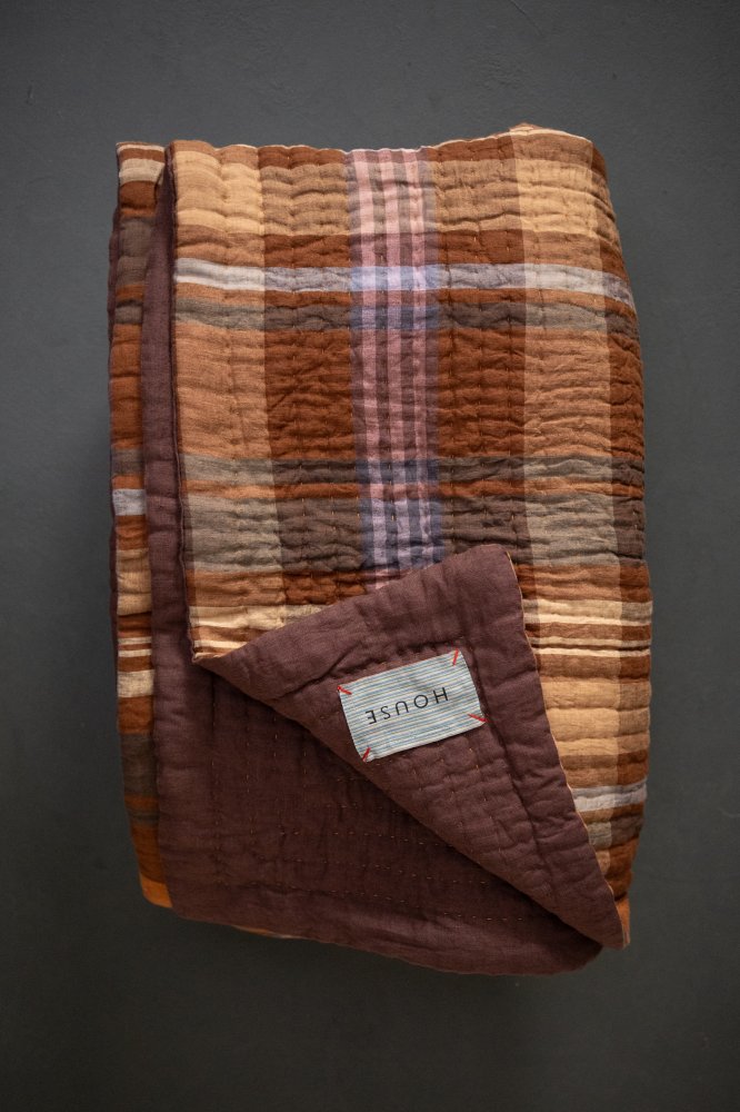 Chatou Rust/Oxblood Laundered Linen Kantha Stitched Quilt