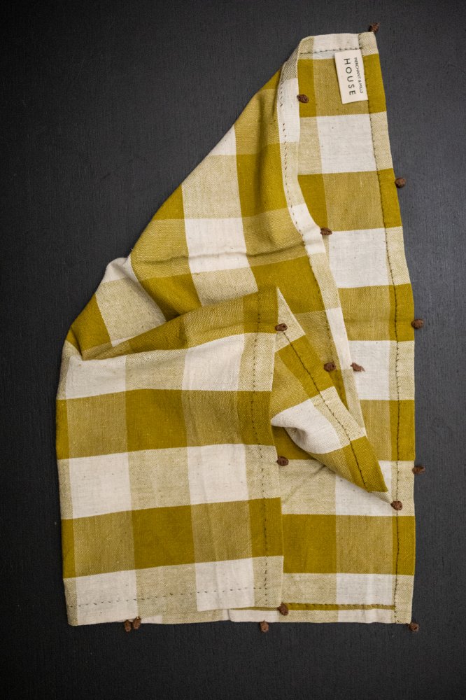 Jumbo Lime Handwoven & Handstitched Kala Cotton Napkin - Set of Two