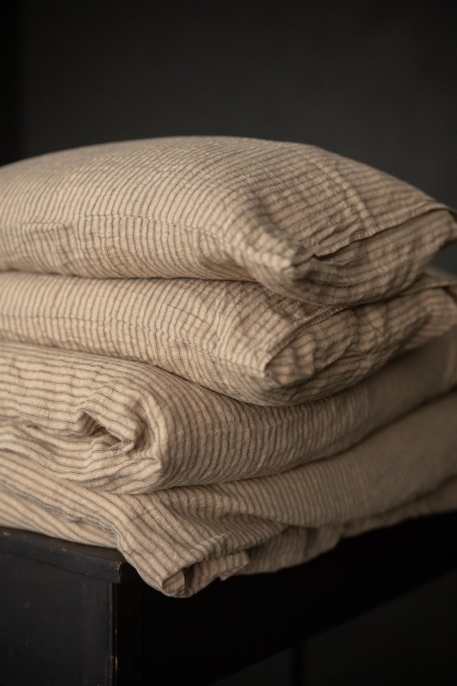stripy linen pillowcase bedlinen