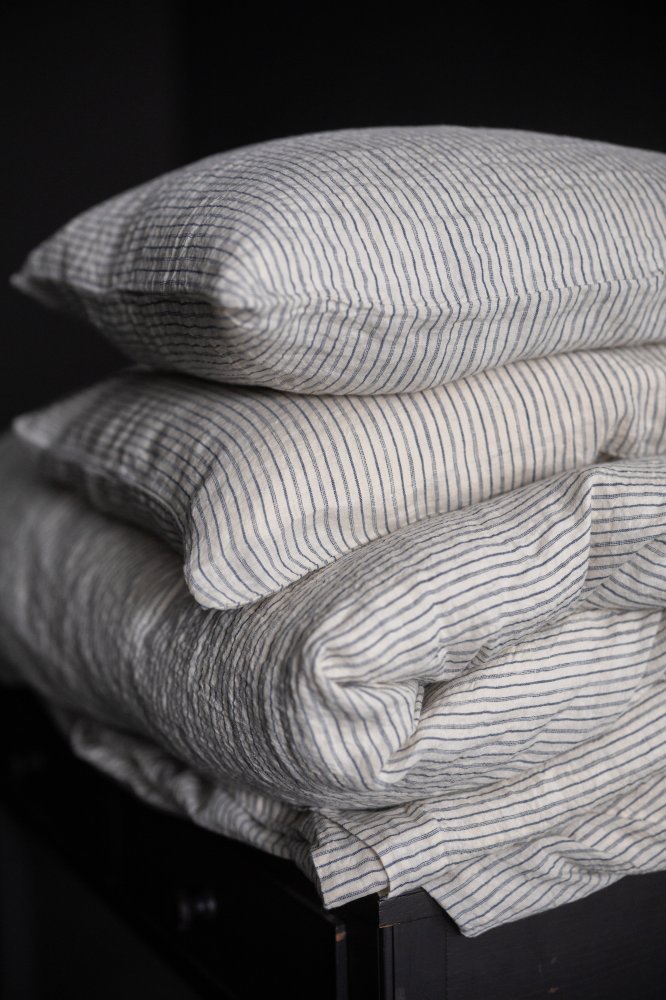 stripy linen pillowcase bedlinen