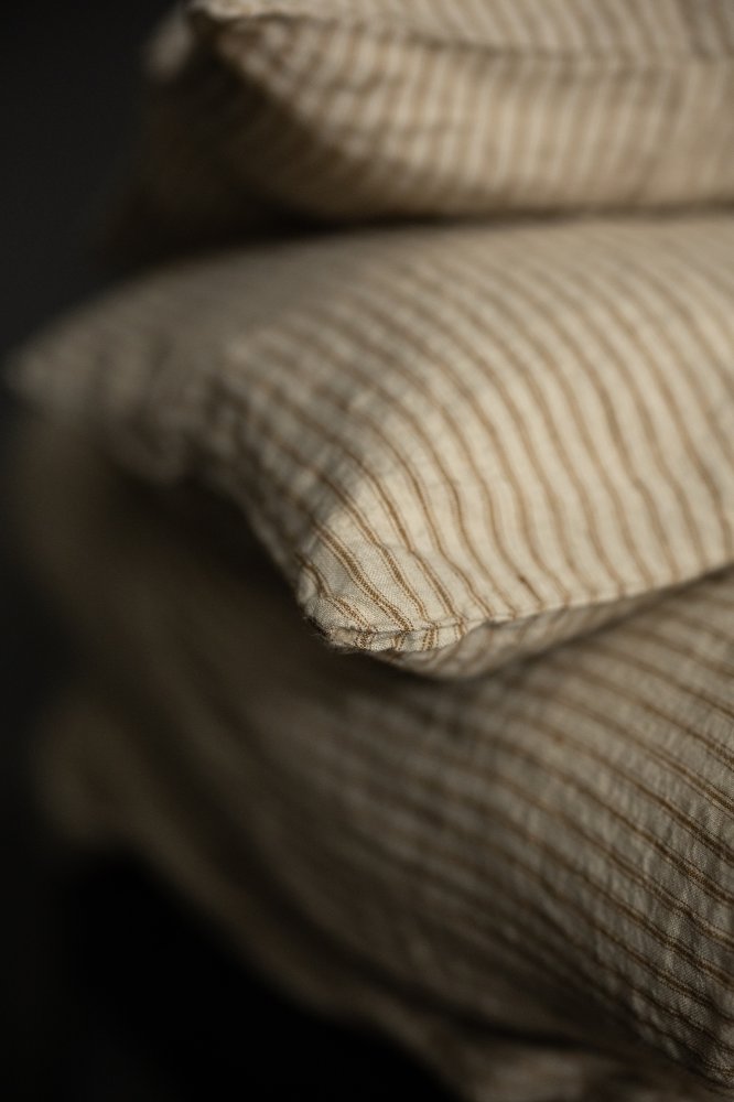 stripy linen pillowcase bedlinen