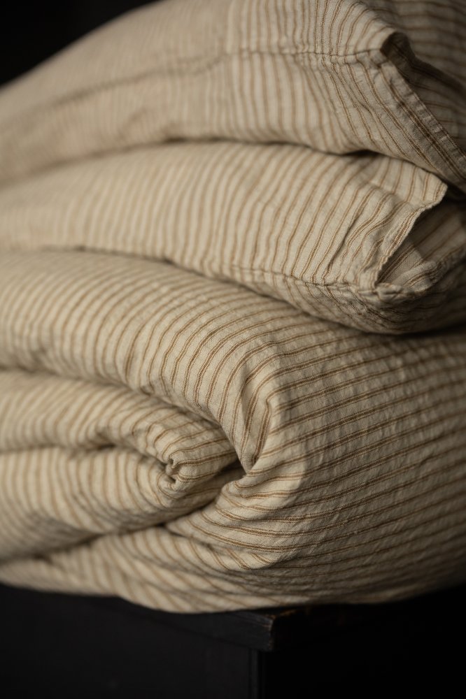 stripy linen pillowcase bedlinen