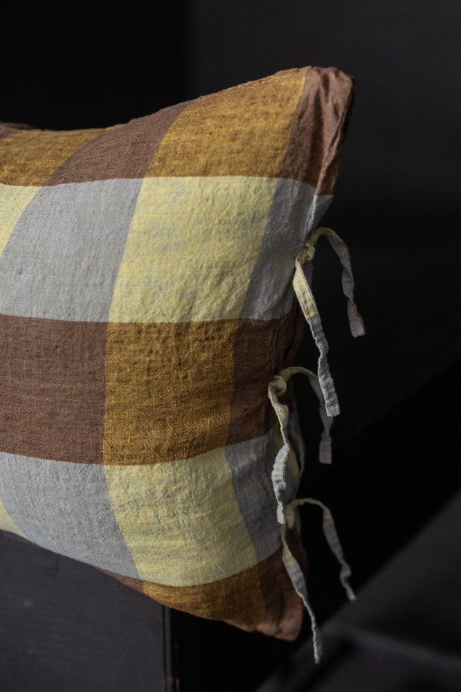 Hay Bale Blues Laundered Linen Tie Pillowcase