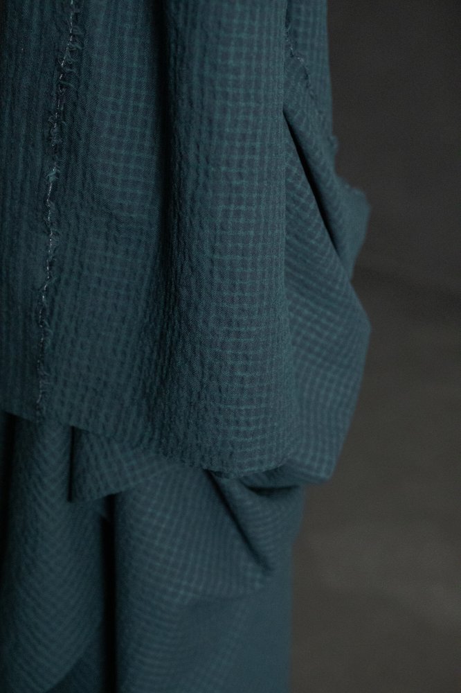 blue green gingham cotton wool