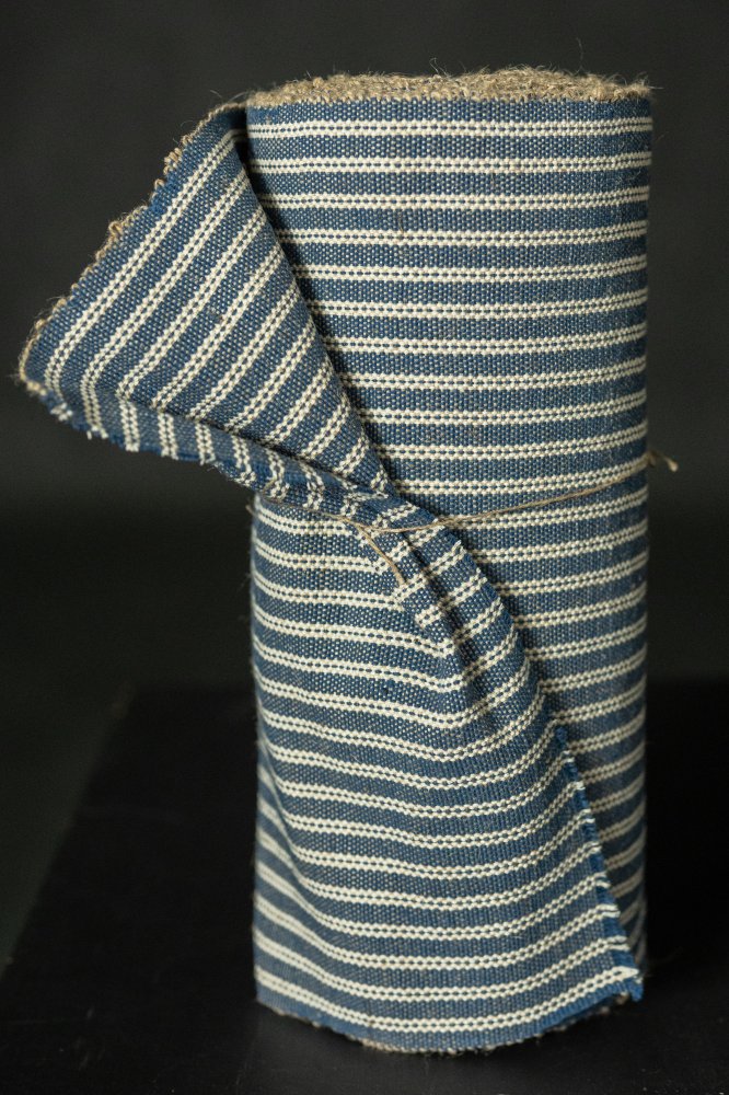 blue white striped jute runner