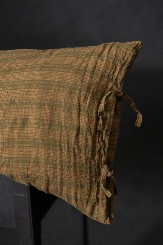Perry Check Laundered Linen Tie Pillowcase - Extra Long