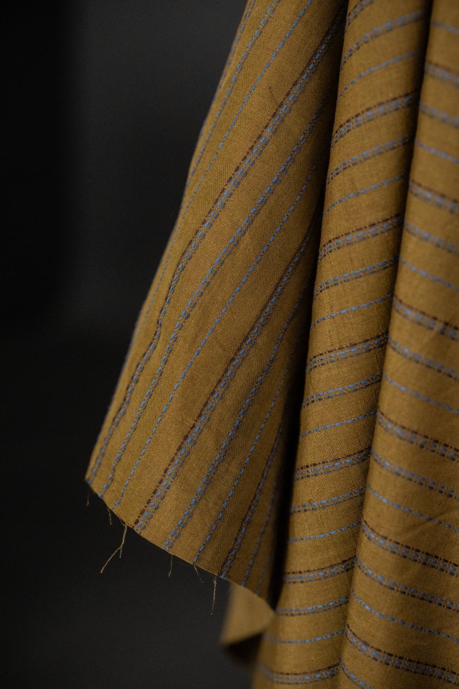 stitched cotton linen green fabric