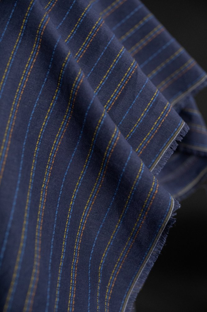 blue stitched indian cotton linen