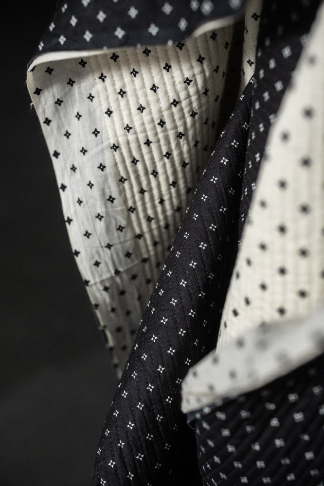 black white quilted indian cotton