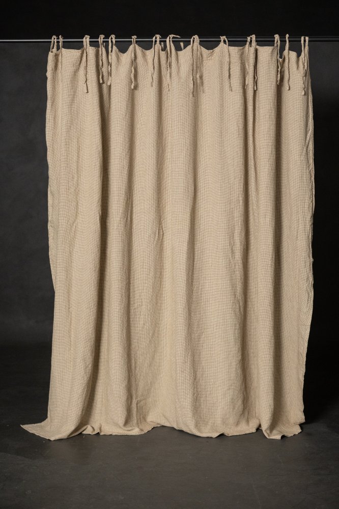 checked extra wide linen curtain