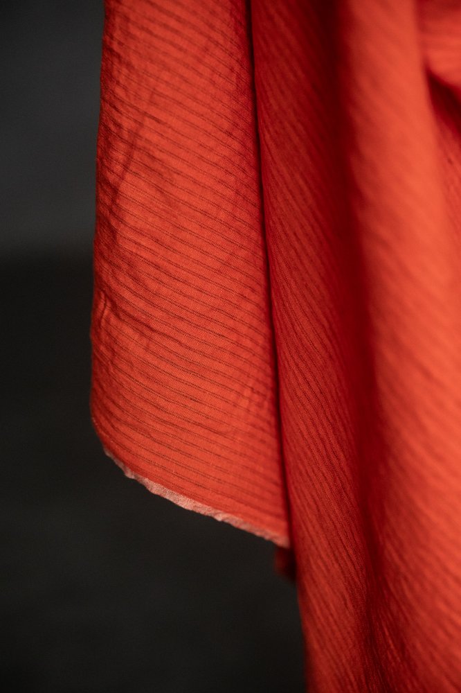 Bitter Orange European Laundered Linen Stripe