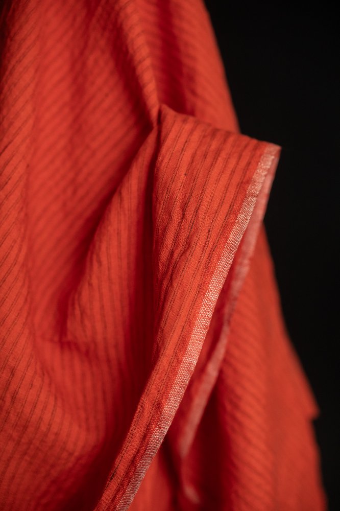 Bitter Orange European Laundered Linen Stripe