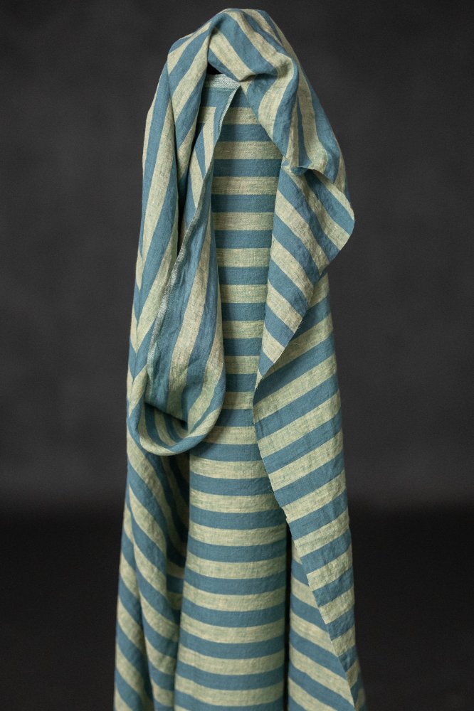 yellow green striped linen