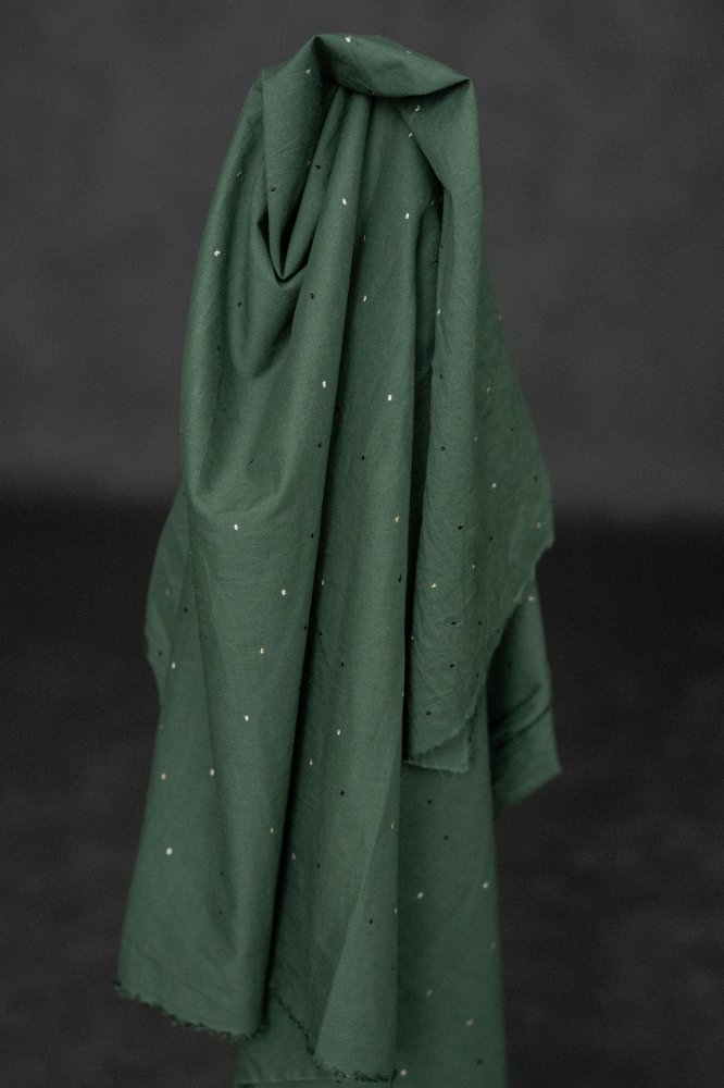 green embroidered cotton