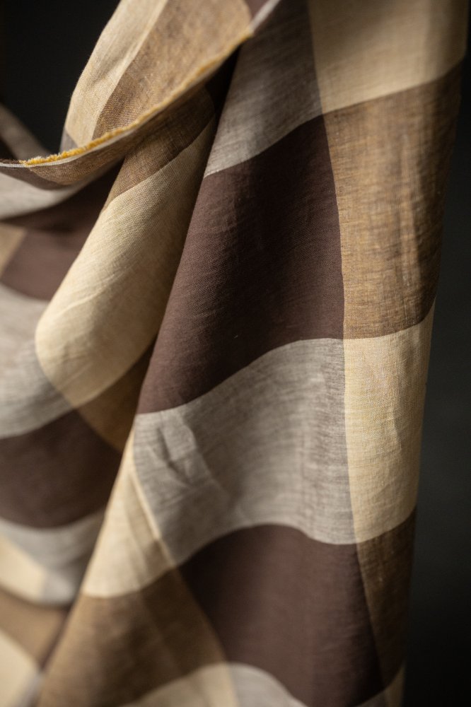 brown gingham italian linen