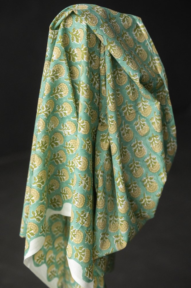 Yarrow Flower Indian Block Print Cotton