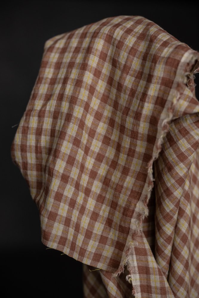 brown linen gingham