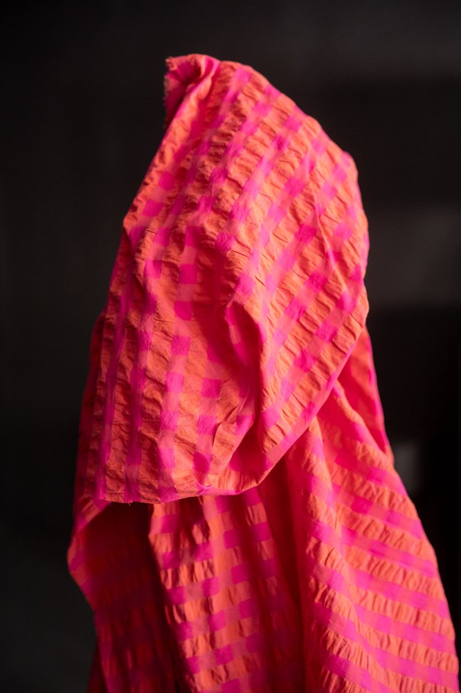 pink red seersucker cotton gingham