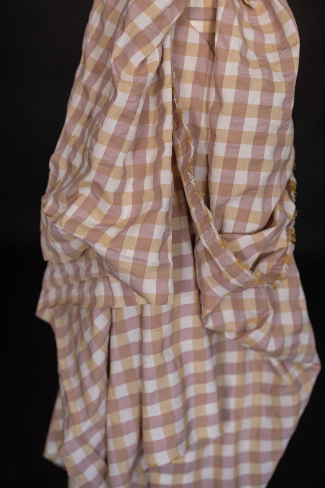 pink yellow gingham cotton seersucker
