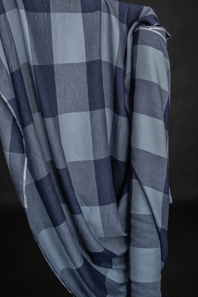 blue checked italian linen
