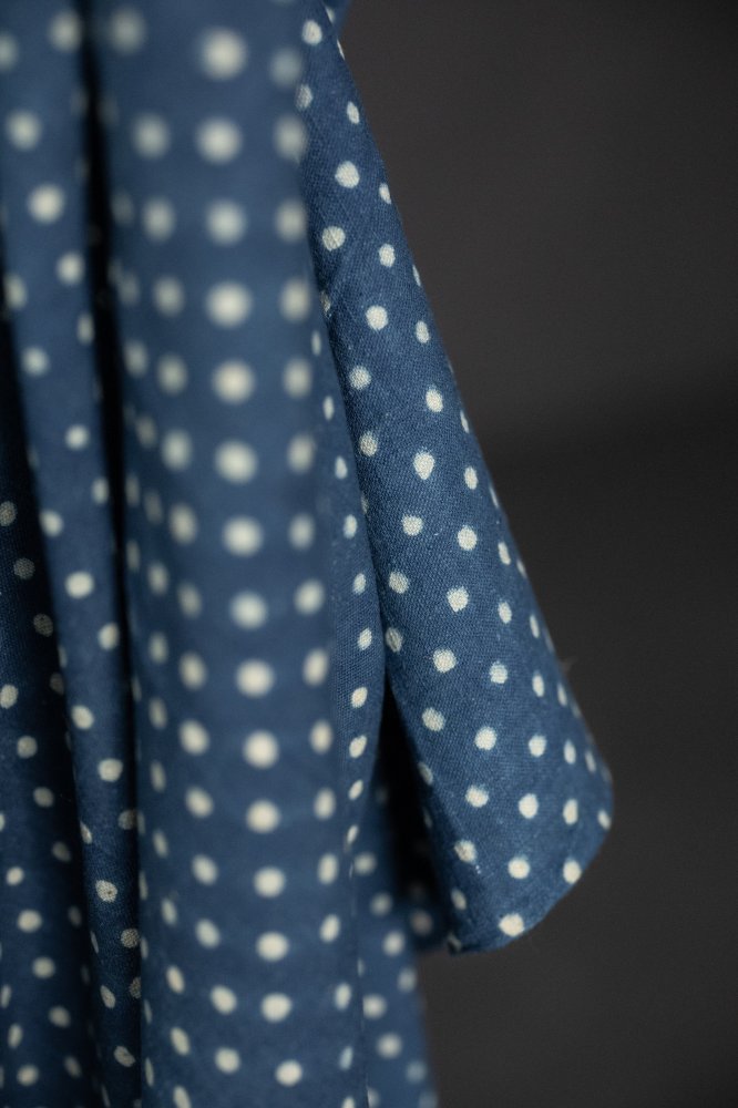 Mini Indigo Spot Ajrakh Organic Hand Block Print Cotton Remnant