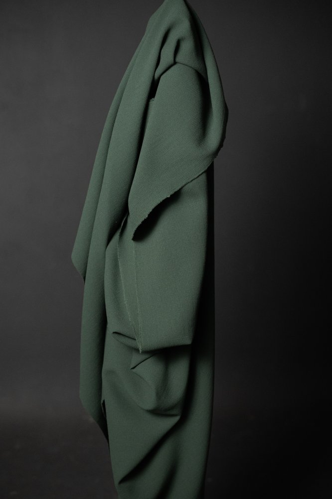 Tourmaline Green Double Wool Crepe Remnant