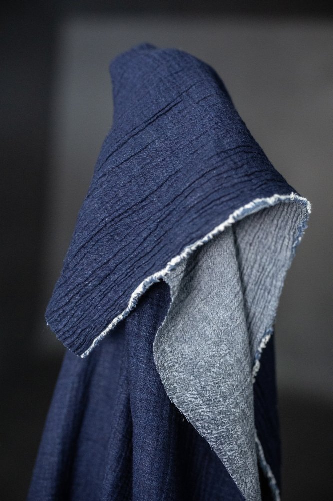 Indigo Chambray Crepe Cotton Double Gauze