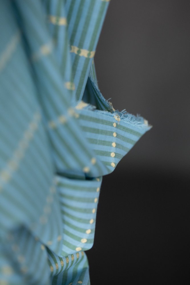 Blue/Green Lumiere Indian Striped Cotton