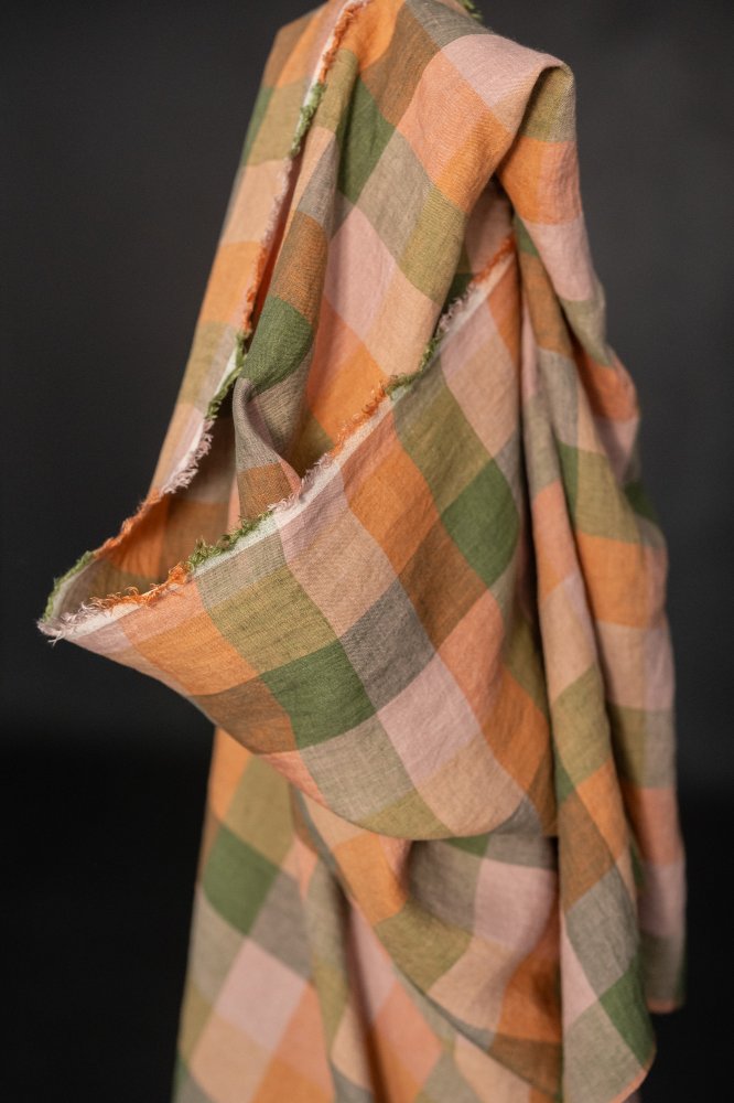 Sea Holly European Laundered Linen Check